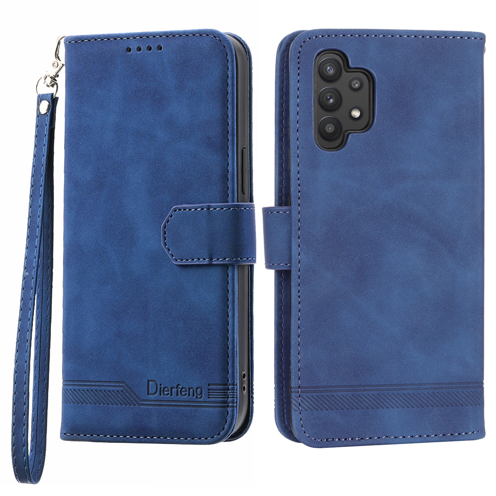 DIERFENG DF-03 PU Leather Phone Cover for Samsung Galaxy A32 4G (EU Version) Stand Wallet Lines Imprinted Case DIERFENG DF-03 PU Leather Phone Cover for Samsung Galaxy A32 4G (EU Version) Stand Wallet Lines Imprinted Case